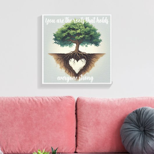 Geworteld in liefde canvas afdruk (Insitu (Woonkamer))
