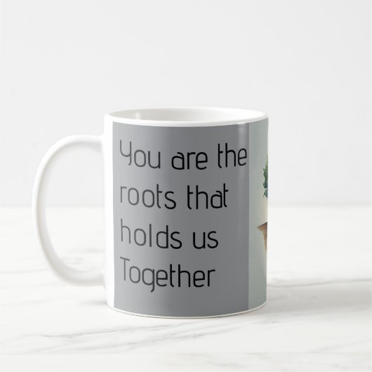 Geworteld in liefde koffiemok (Links)