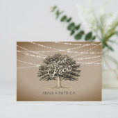 Geworteld in Liefde Rustieke Boom & Lichten Bruilo RSVP Kaartje (Staand voorkant)