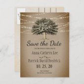 Geworteld in liefde rustieke boom string lichten o aankondigingskaart (Voorkant / Achterkant)