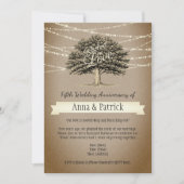 Geworteld in Love Rustic Tree Lights 5e verjaardag Kaart (Voorkant)