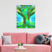 Geworteld in Love Tree Christelijk Art Neon Green Canvas Afdruk (Insitu (Woonkamer))
