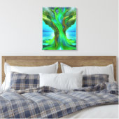 Geworteld in Love Tree Christelijk Art Neon Green Canvas Afdruk (Insitu (Slaapkamer))