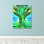 Geworteld in Love Tree Christelijk Art Neon Green Canvas Afdruk (Insitu (Houten vloer))