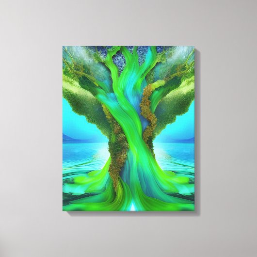 Geworteld in Love Tree Christelijk Art Neon Green Canvas Afdruk (Voorkant)