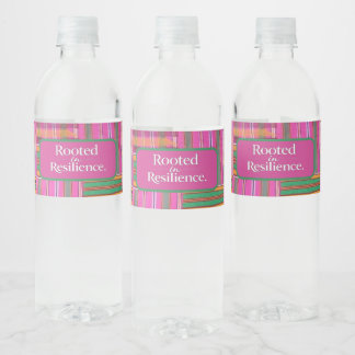 Geworteld in veerkracht waterfles etiket