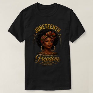 Geworteld in vrijheid Juneteenth 1865 Gouden Kunst T-shirt