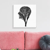 Gewortelde Geest – Menselijk Profiel Boom Silhouet Canvas Afdruk (Insitu (Woonkamer))