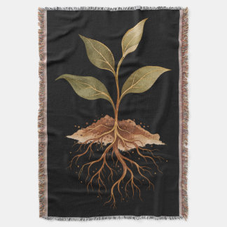 Gewortelde Zaailing | Aardse Boho Plantenliefhebbe Deken