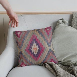 Gewoven Bourgondië Saliegroen Vintage Turkse Kilim Kussen