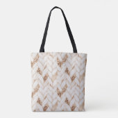 Gewoven Crème Nep Stof Goud Glitters Tote Bag (Achterkant)