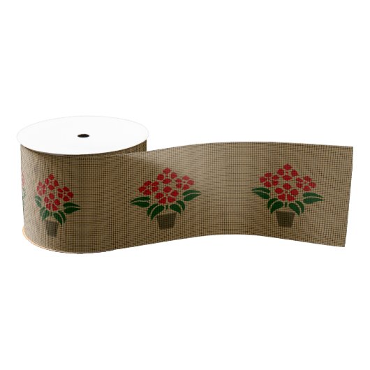 Gewoven Poinsettia Grosgrain Lint (Spoel)