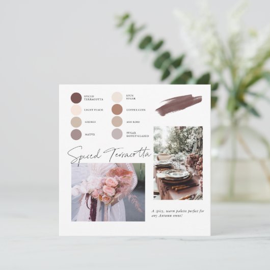 Gewürzte Terracotta Stofachtig Roze Perzik Kleuren Kaart (Staand voorkant)