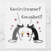 Gewurztraminer Gesundheit witte wijn citaat Wijn Etiket (Enkel label)