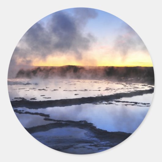 Geyser Roke op Sunset Ronde Sticker (Voorkant)