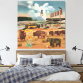 Geyser Rondleiding met buffel en Beer Surreal Coll Canvas Afdruk (Insitu (Slaapkamer))