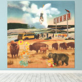 Geyser Rondleiding met buffel en Beer Surreal Coll Canvas Afdruk (Insitu (Houten vloer))