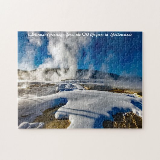 Geysers Yellowstone. Kerstgroeten Legpuzzel (Horizontaal)
