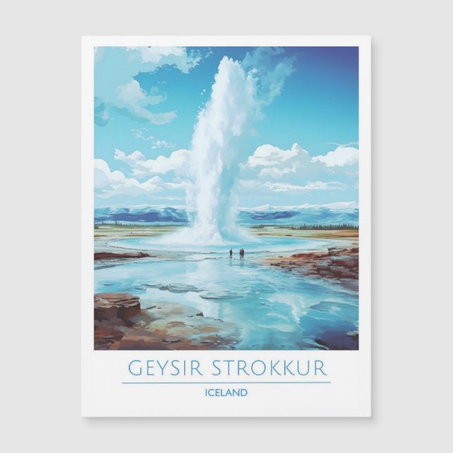 Geysir Strokkur Iceland Vintage Travel  (Voorkant)