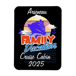 Gez familie vakantie cruise hut zwart personaliser magneet