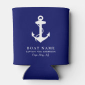 gezagsnaam kapitein boat Nautical Anchor Navy Blikjeskoeler (Achterkant)