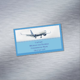 gezagvoerder van een blauw Vliegtuig Magnetisch Visitekaartje