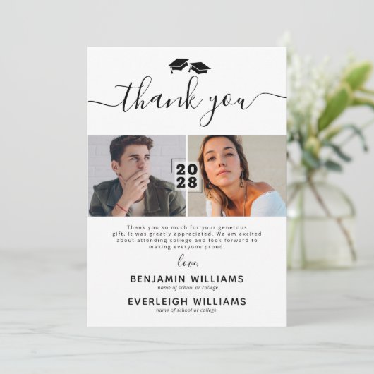 Gezamenlijk Afstuderen 2 Foto Hartelijk dank Bedankkaart (Staand voorkant)