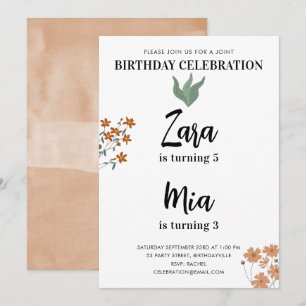 Gezamenlijk dubbel verjaardagsfeest Watercolor Boh Kaart