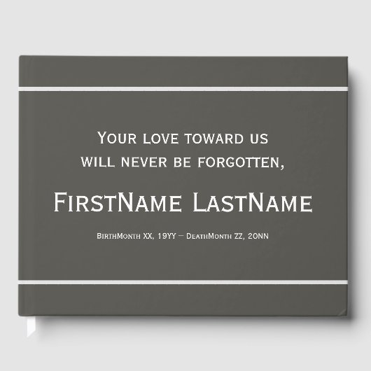 Gezamenlijk en conservatief begrafenisgastenboek gastenboek (Voorkant)