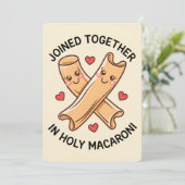 Gezamenlijk in Holy Macaroni Funny Wedding Feestdagenkaart (Staand voorkant)