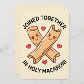 Gezamenlijk in Holy Macaroni Funny Wedding Feestdagenkaart (Voorkant / Achterkant)