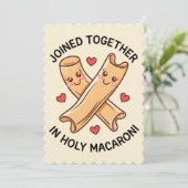 Gezamenlijk in Holy Macaroni Funny Wedding Feestdagenkaart (Staand voorkant)