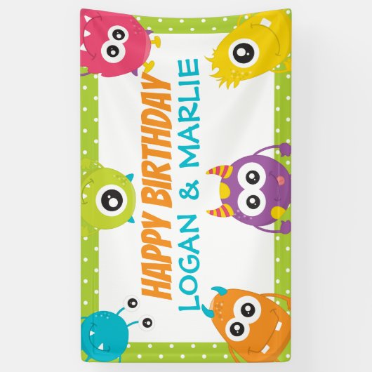 Gezamenlijk Monster Verjaardag Party teken Spandoek (Verticaal)
