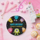 Gezamenlijk Monster Verjaardagsfeest Papieren Bordje (Feest)
