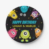 Gezamenlijk Monster Verjaardagsfeest Papieren Bordje (Voorkant)
