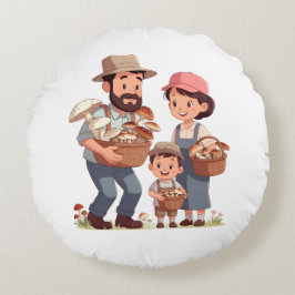 Gezamenlijk Paddenstoelen Plukken Familie Rond Kussen