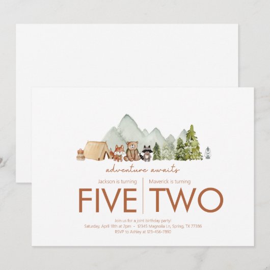 Gezamenlijk verjaardagsfeest - Avontuur wacht op t Kaart (Voorkant / Achterkant)