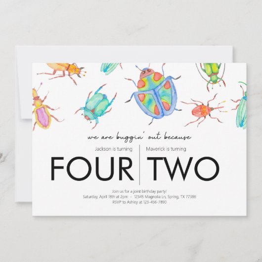 Gezamenlijk verjaardagsfeest - Bug Theme Kaart (Voorkant)