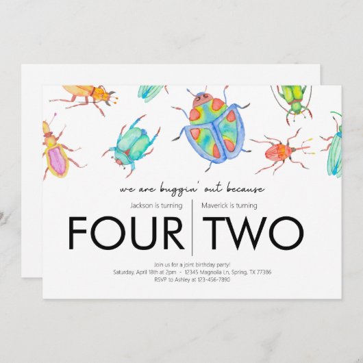 Gezamenlijk verjaardagsfeest - Bug Theme Kaart (Voorkant / Achterkant)