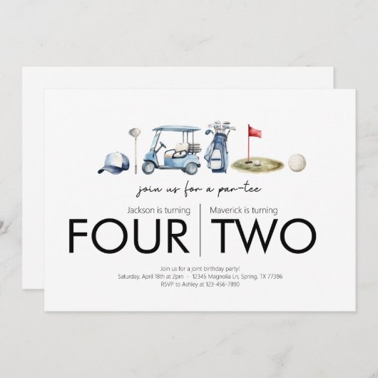 Gezamenlijk verjaardagsfeest - Let's Par-t-shirt - Kaart (Voorkant / Achterkant)