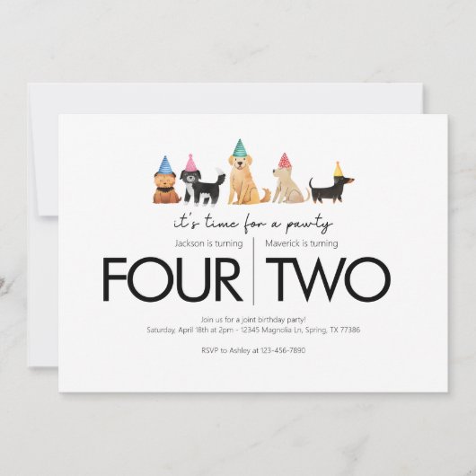 Gezamenlijk verjaardagsfeest - Pawty Thema Kaart (Voorkant)