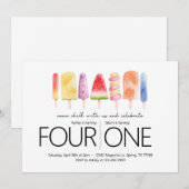 Gezamenlijk verjaardagsfeest - Popsicle Party Them Kaart (Voorkant / Achterkant)