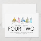 Gezamenlijk verjaardagsfeest - Prinses Jurken Them Kaart (Voorkant / Achterkant)