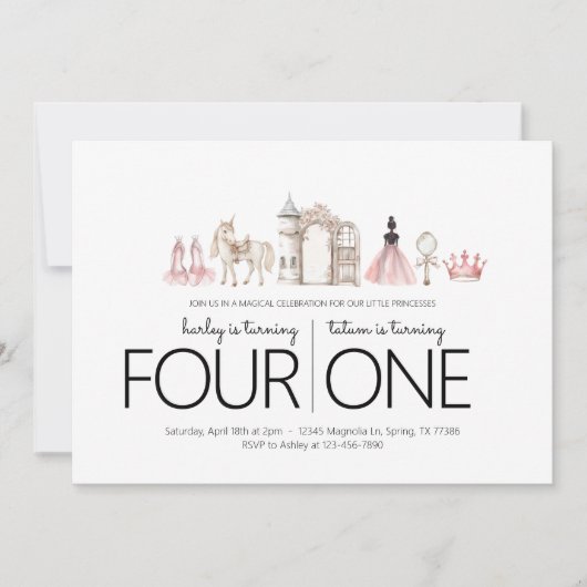 Gezamenlijk verjaardagsfeest - Prinses Thema Uitno Kaart (Voorkant)