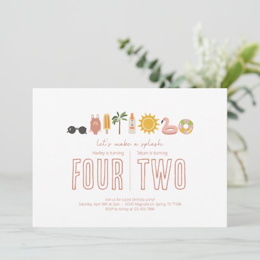 Gezamenlijk verjaardagsfeest - Uitnodiging voor he (Staand voorkant)