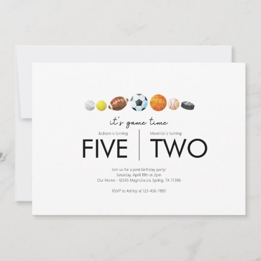 Gezamenlijk verjaardagsfeestje - sportthema kaart (Voorkant)