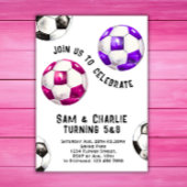 Gezamenlijke broer en zus tweelingvoetbal verjaard kaart