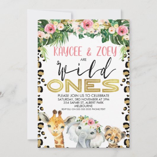 Gezamenlijke Cheetah Floral Wild Ones Verjaardag U Kaart (Voorkant)