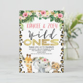 Gezamenlijke Cheetah Floral Wild Ones Verjaardag U Kaart (Staand voorkant)