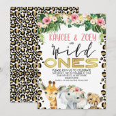 Gezamenlijke Cheetah Floral Wild Ones Verjaardag U Kaart (Voorkant / Achterkant)